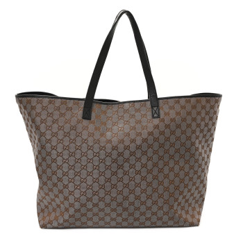GUCCI Metallic Monogram XL Shopper Tote Brown