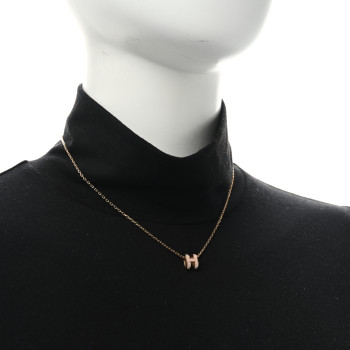 HERMES Lacquered Rose Gold Mini Pop H Pendant Necklace Rose Dragee