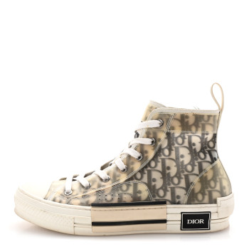 CHRISTIAN DIOR Technical Canvas Oblique B23 High Top Sneakers 40 White Black