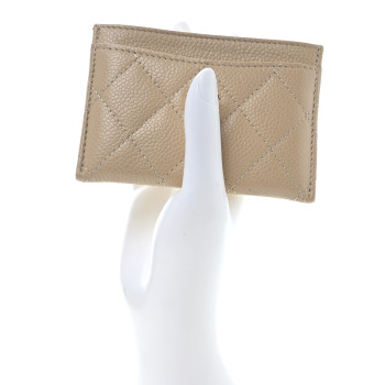 CHANEL Caviar Quilted Card Holder Beige