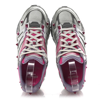 VALENTINO GARAVANI Mesh Calfskin Rockstud Womens Platform Sneakers 36.5 Fuxia Multicolor