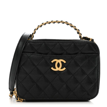 CHANEL Caviar Quilted Small Pick Me Up Vanity Case Black