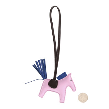 HERMES Milo Lambskin Grigri Rodeo Horse Bag Charm PM Mauve Sylvestre Bleu France Rouge Sellier
