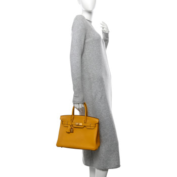 HERMES Togo Horseshoe Birkin 30 Jaune Ambre Rubis