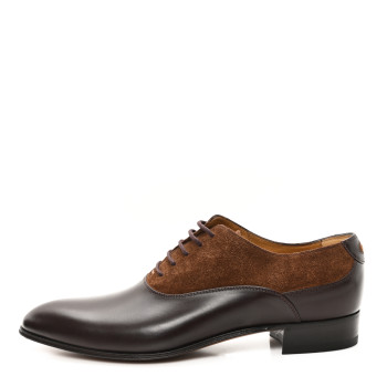 GUCCI Waxed Calfskin Suede Supersoft Mens Lace Up Loafers 9.5 Cocoa Brown Sugar