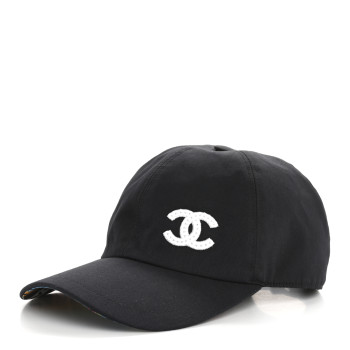 CHANEL Cotton Sequin CC Cap Hat Black