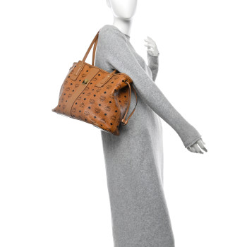 MCM Visetos Medium Liz Reversible Shopper Tote Cognac