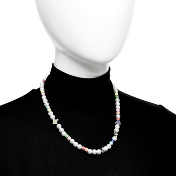 LOUIS VUITTON Metal Pearl Monogram Party Necklace