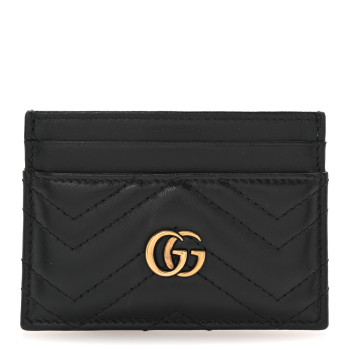 GUCCI Calfskin Matelasse GG Marmont Card Holder Black