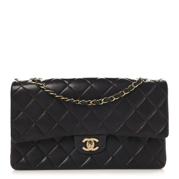 CHANEL Lambskin Quilted Medium Double Flap Burgundy