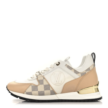 LOUIS VUITTON Calfskin Damier Azur Run Away Sneakers 39.5 White
