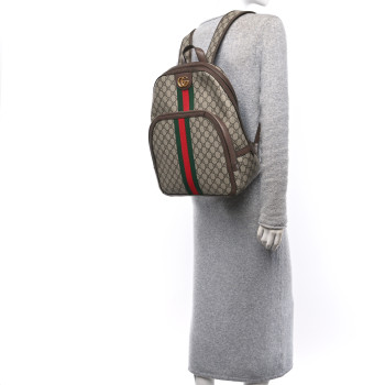 GUCCI GG Supreme Monogram Medium Ophidia Day Backpack Brown