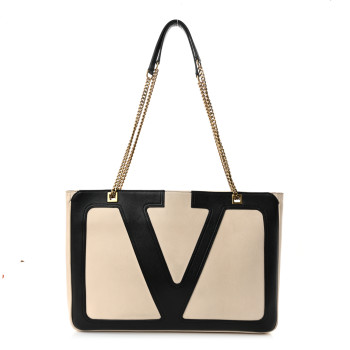 VALENTINO GARAVANI Nappa Medium Viva Superstar Shopping Tote Butter Black