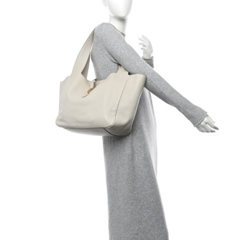 SAINT LAURENT Grained Deerskin Bea Tote Blanc Vintage