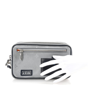 LOUIS VUITTON Monogram Satellite Alpha Clutch Silver