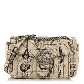 GUCCI Snakeskin Matelasse Aria Small GG Marmont Shoulder Bag Roccia