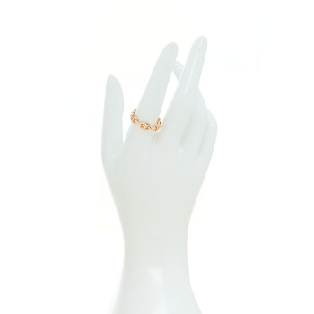 HERMES 18K Rose Gold PM Chaine d'Ancre Enchainee Ring 58 8.25