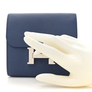 HERMES Epsom Verso Constance Short Wallet Bleu Brighton Rouge Pivoine