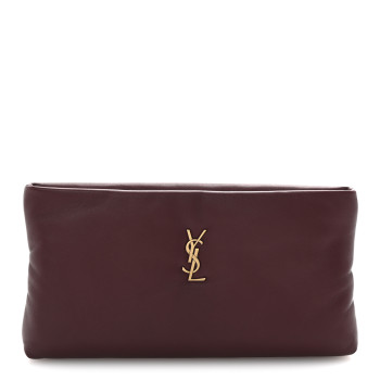 SAINT LAURENT Lambskin Long Calypso Pouch Rouge Merlot