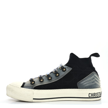 CHRISTIAN DIOR Technical Knit Calfskin Womens Walk'N'Dior High Top Sneakers 40 Black
