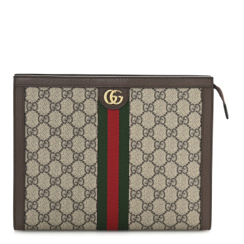 GUCCI GG Supreme Monogram Web Ophidia Pouch Brown