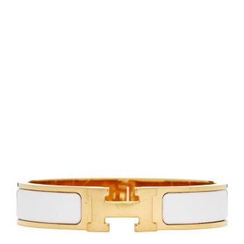 HERMES Enamel Narrow Clic Clac H Bracelet PM White