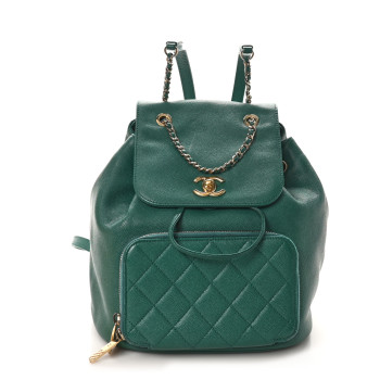 CHANEL Caviar Quilted Business Affinity Backpack Green