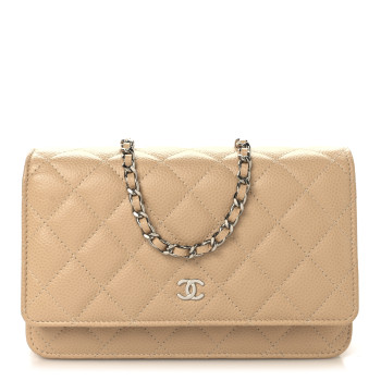CHANEL Caviar Quilted Wallet On Chain WOC Beige
