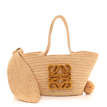 LOEWE Raffia Small Bunny Basket Tote Bag Natural