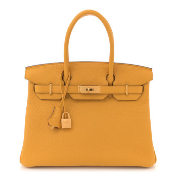 HERMES Togo Horseshoe Birkin 30 Jaune Ambre Rubis