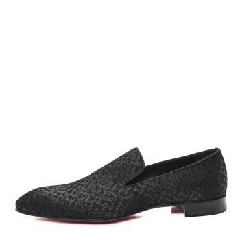 CHRISTIAN LOUBOUTIN Tessuto Traviata Mens Dandelion Flat Loafers 43 Black