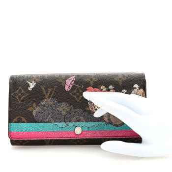 LOUIS VUITTON Monogram 2015 Christmas Animation Sarah Wallet Hibiscus