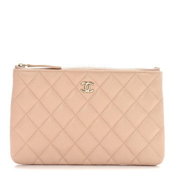 CHANEL Caviar Quilted Cosmetic Case Beige