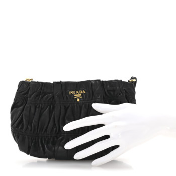 PRADA Nappa Gaufre Wristlet Clutch Black