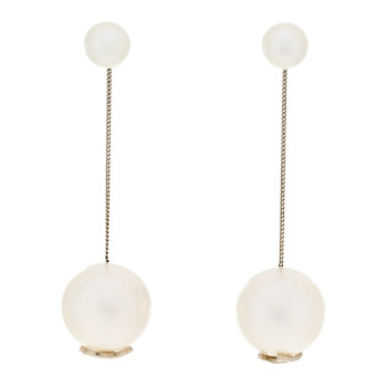 CHANEL Pearl CC Drop Earrings Gold