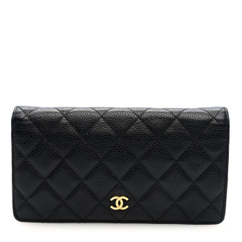 CHANEL Caviar Quilted Yen Wallet Black