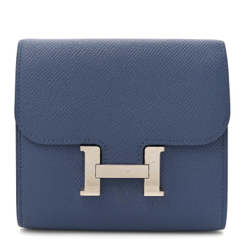 HERMES Epsom Verso Constance Short Wallet Bleu Brighton Rouge Pivoine