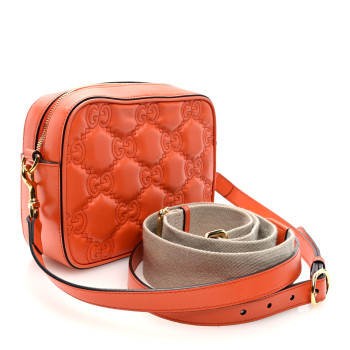GUCCI Calfskin GG Matelasse Shoulder Bag Spring Orange Natural