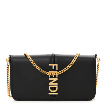 FENDI Vitello Grace Matte Fendigraphy Wallet On Chain Black