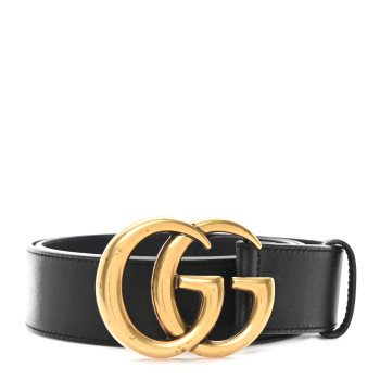 GUCCI Calfskin Double G 40mm Belt 90 36 Black