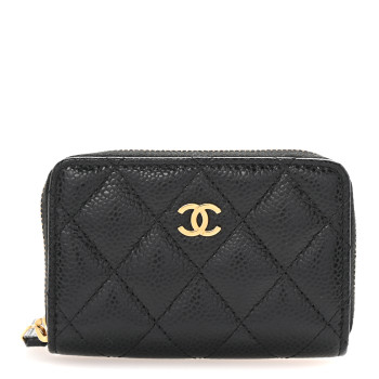 CHANEL Caviar Quilted Zip Coin Purse Black