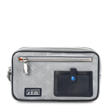 LOUIS VUITTON Monogram Satellite Alpha Clutch Silver