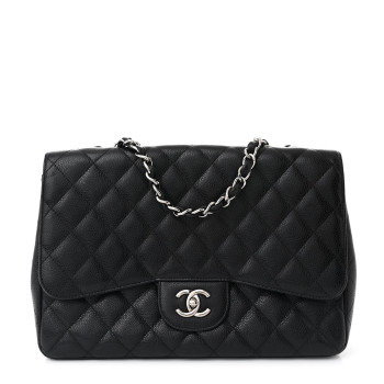 CHANEL Caviar Quilted Jumbo Single Flap Black