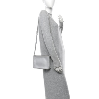 CELINE Metallic Lambskin Small Trio Crossbody Bag Silver
