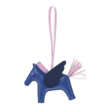 HERMES Milo Lambskin Grigri Rodeo Pegase Horse Bag Charm MM Bleu France Mauve Sylvestre Bleu Saphir