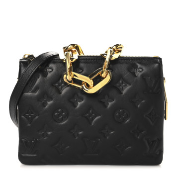 LOUIS VUITTON Lambskin Embossed Monogram Coussin BB Black