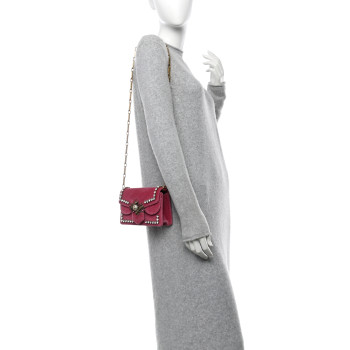 GUCCI Velvet Crystal Mini Bee Broadway Shoulder Bag Light Raspberry Rose