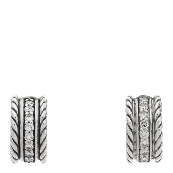 DAVID YURMAN Sterling Silver Diamond 12mm Cable Hoop Earrings