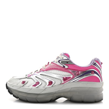 VALENTINO GARAVANI Mesh Calfskin Rockstud Womens Platform Sneakers 36.5 Fuxia Multicolor
