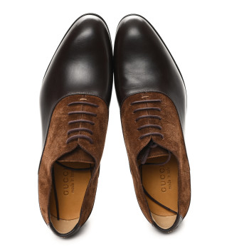 GUCCI Waxed Calfskin Suede Supersoft Mens Lace Up Loafers 9.5 Cocoa Brown Sugar